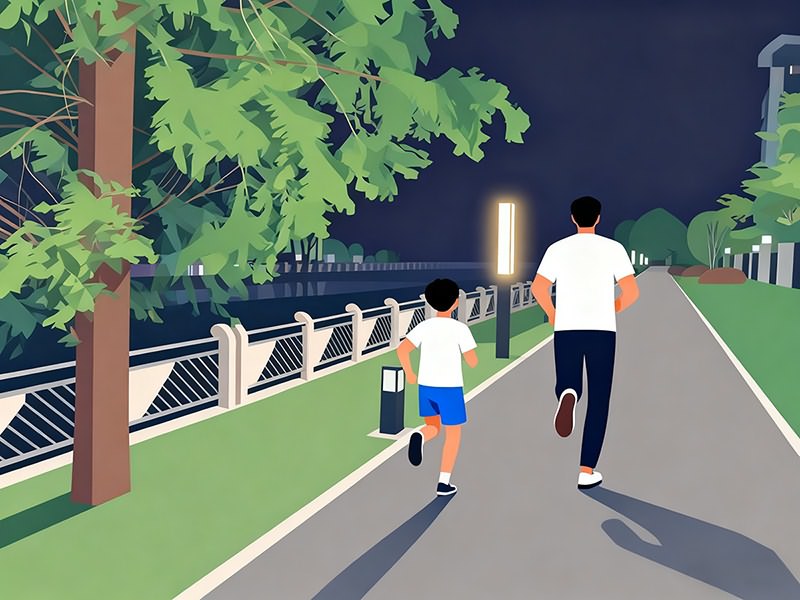 父子夜跑